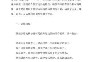 篮球运动员体能训练计划